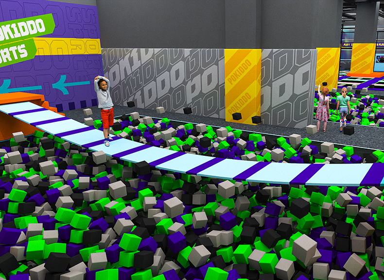 customized indoor amusement park playground with swing bridge 定制的室内娱乐乐园带有秋千桥的游乐场