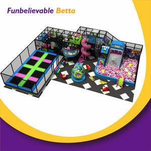 Bettaplay 224平方米自定义的室内运动公园设备Naught Castle Trampoline儿童游乐区娱乐设备