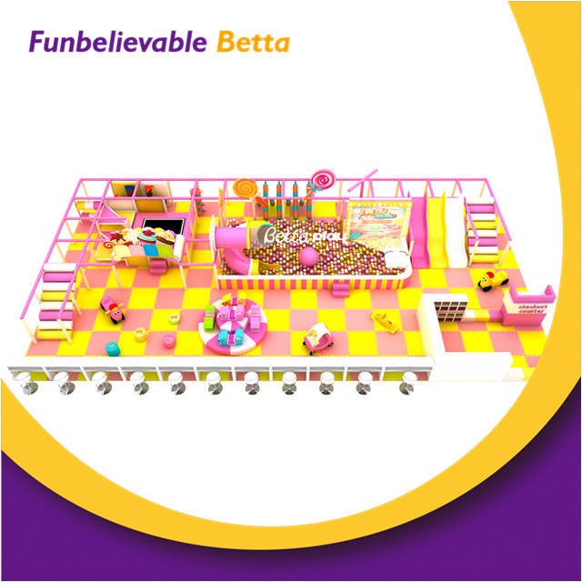 Bettaplay新设计40平方米的甜美室内和室外商业粉红色软游戏设备室内乐园儿童