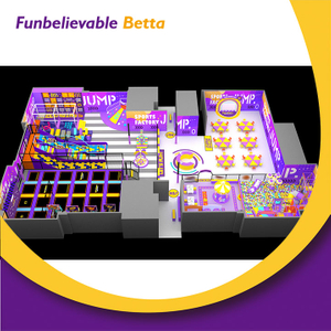 Bettaplay 760平方米业务室内乐园设备与蹦床公园，甜甜圈滑梯和攀岩墙制造