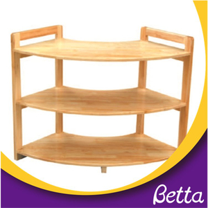 新设计自然色低价木制儿童书架