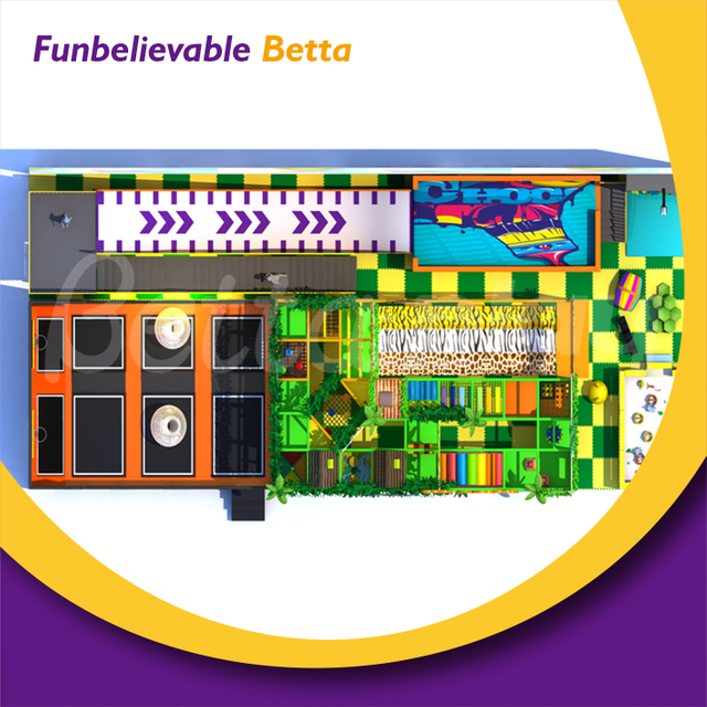 Bettaplay Kids Jungle主题室内乐园甜甜圈滑梯与蹦床区域
