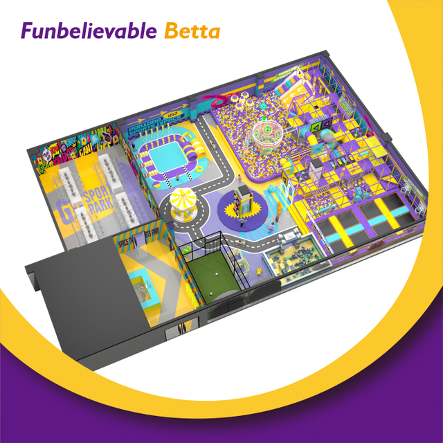 Bettaplay 570平方米安全舒适的室内儿童游乐园，带攀岩设施绳网和球池