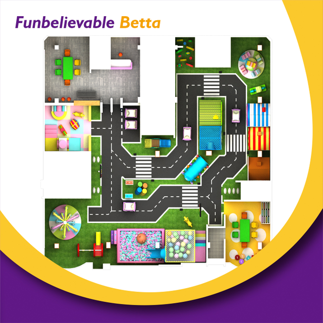 Bettaplay儿童室内软体游乐套装地面设备小型室内区域with merry go roun