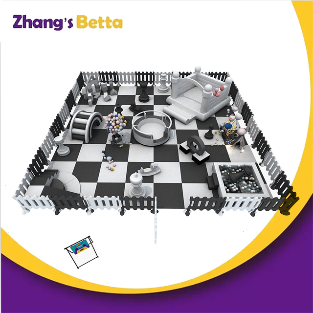 Bettaplay黑色和白色软玩具套装孩子室内乐园带有派对雇用的垫子