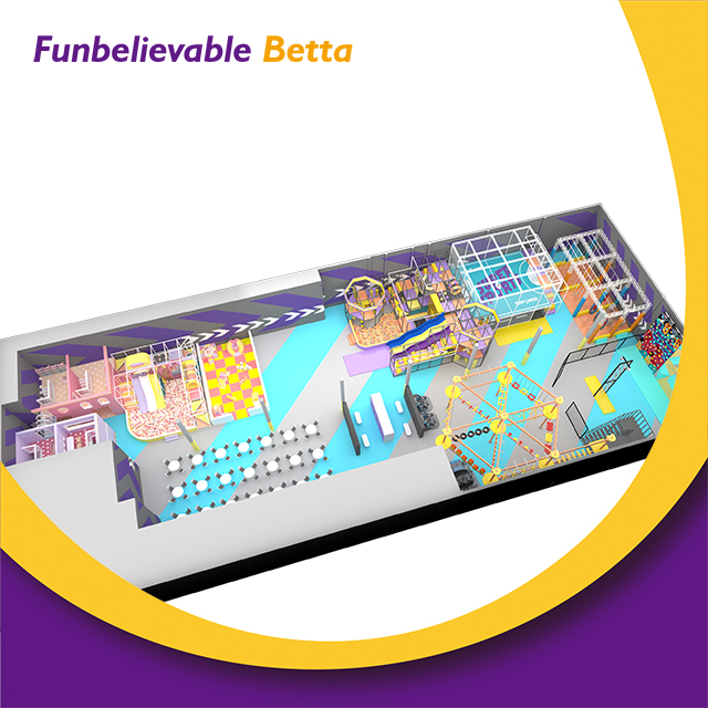 Bettaplay TUV认证1400平方米糖果主题室内软乐园三个大幻灯片与球坑