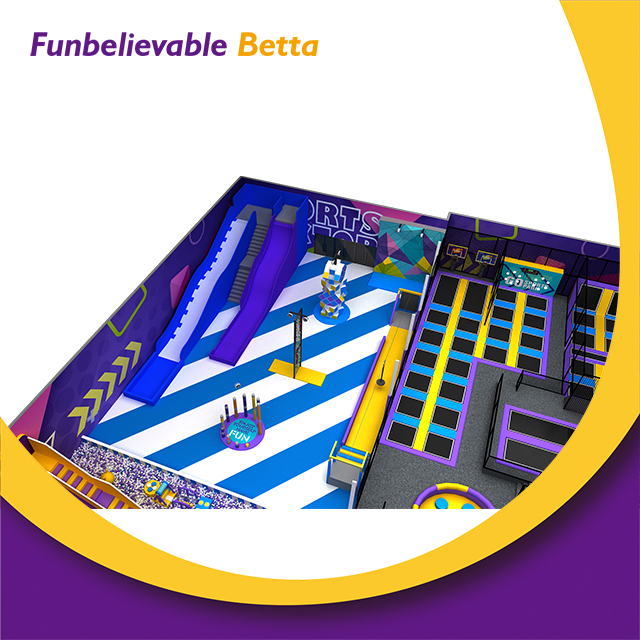 Bettaplay 1668平方米体育冒险游戏Park Crazy Slide Kids Indoror Soft Play 乐园与蹦床
