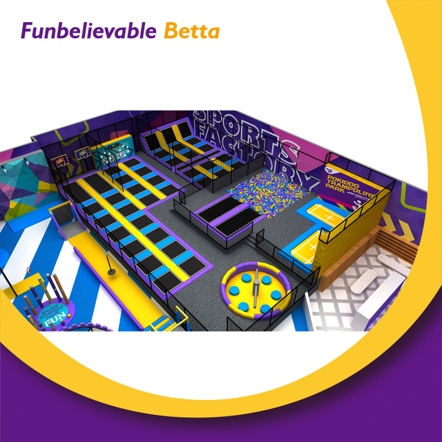 Bettaplay1668m²蹦床公园的小幻灯片，带球池的彩色主题安全区域所有年龄段 