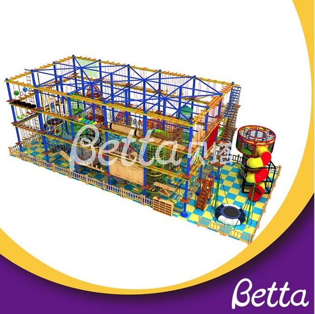 Bettaplay多层攀岩墙儿童冒险设备绳索课程
